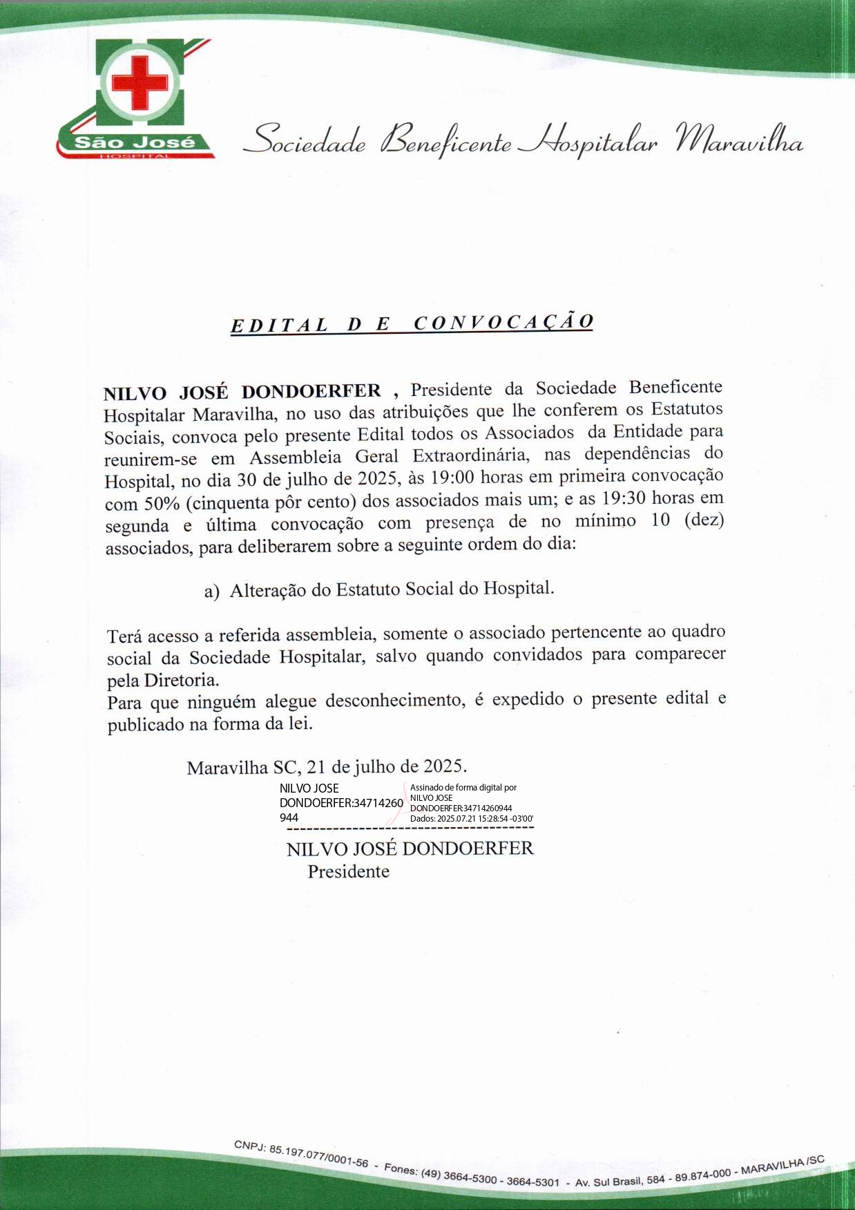 Edital de convocação